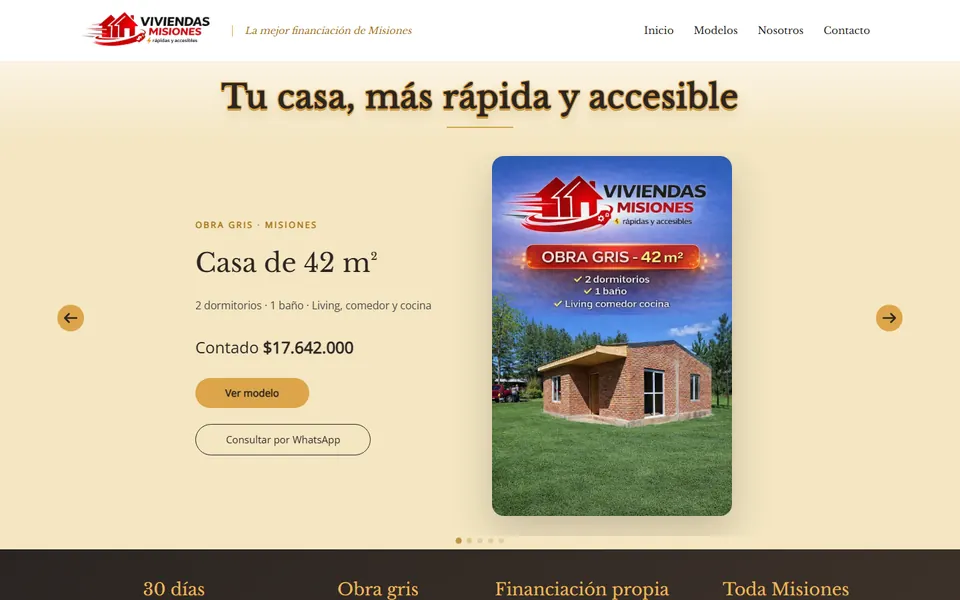 Página de inicio de Viviendas Misiones